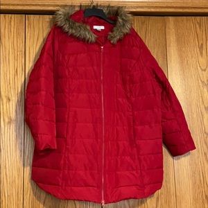 Down filled fur trim fulled length winter coat